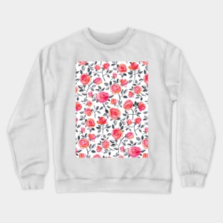 Roses on White - a watercolor floral pattern Crewneck Sweatshirt